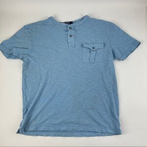 Cremieux Collection Henley Shirt Mens Small Blue Pocket Buttons